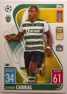 Topps Match Attax Champions & Europa League 21/22 - Jovane Cabral - Sporting Lisabon